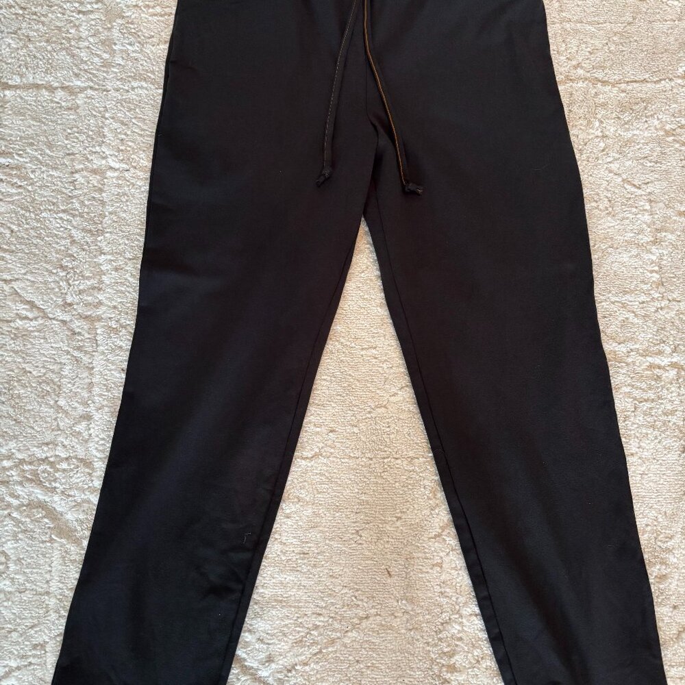 Women With Control Black Faux Drawstring Waist Pants with Pockets SZ LP NEW